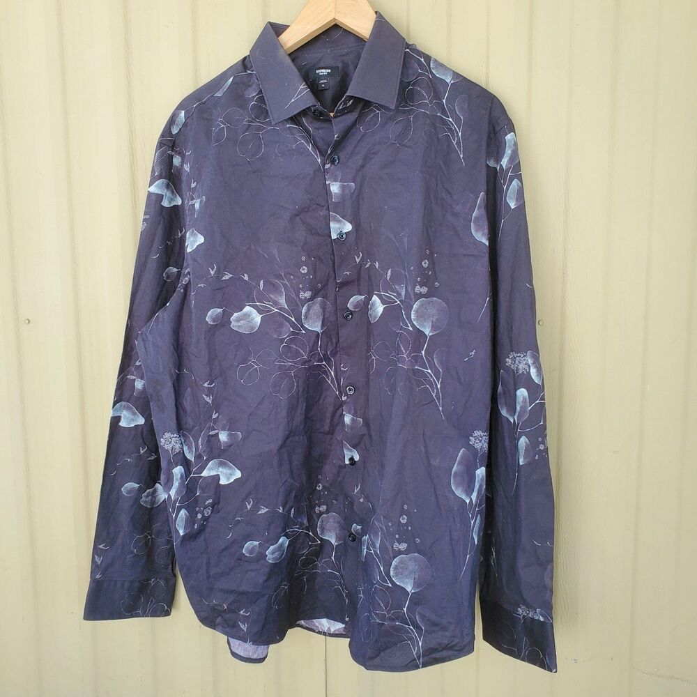 Express Slim 1mx Long Sleeve Button Down Shirt Size XL
